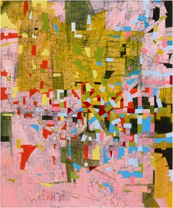 Rick Lowe, Untitled, 2020. Acrylic and paper collage on canvas, 72 × 60 inches (182.9 × 152.4 cm), Menil Collection, Houston © Rick Lowe Studio