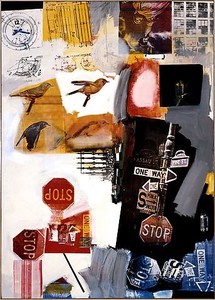 Robert Rauschenberg, Overdrive, 1963. Oil and silkscreen ink on canvas, 84 × 60 inches (213.4 × 152.4 cm)