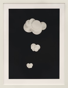 Robert Therrien, No title (black smoke signal), 2019. Ink, enamel and graphite, 66 ⅜ × 48 inches (168.6 × 121.9 cm) © Robert Therrien/Artists Rights Society (ARS), New York