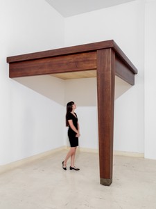 Robert Therrien, No title (table leg), 2010. Wood and metal, 106 × 103 ½ × 109 inches (269.2 × 262.9 × 276.9 cm) © Robert Therrien/Artists Rights Society (ARS), New York
