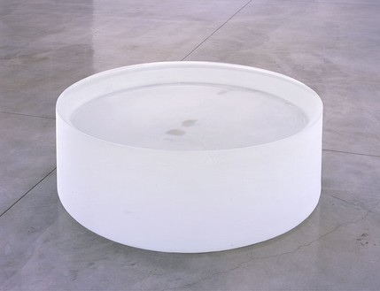 Roni Horn, Opposite of White, v. 1 (Large), 2006 Solid cast COLORLESS glass (N-BK7), with as-cast surfaces on all sides (Fire-polished top), 20 × 56 × 56 inches (50.8 × 142.2 × 142.2 cm)Photo by Douglas M. Parker Studio