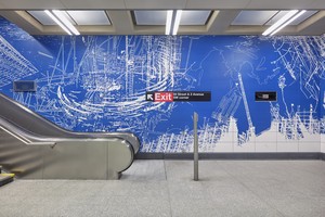 Sarah Sze, Blueprint for a Landscape, 2017. Porcelain tile, 13,000 square feet, 96th Street New York City Subway station, commissioned by MTA Arts &amp; Design and New York City Transit © Sarah Sze