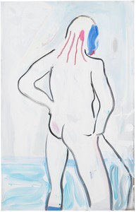 Spencer Sweeney, Rouge, Bather, 2018. Acrylic, oil, and oil stick on linen, 66 × 42 inches (167.6 × 106.7 cm) © Spencer Sweeney