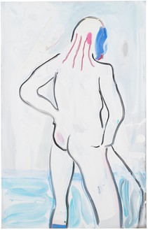 Spencer Sweeney, Rouge, Bather, 2018 Acrylic, oil, and oil stick on linen, 66 × 42 inches (167.6 × 106.7 cm)© Spencer Sweeney