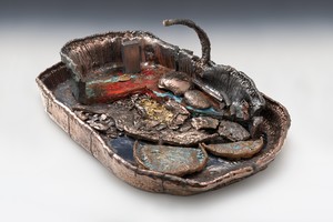 Sterling Ruby, Basin Theology/STYX BOAT, 2017. Ceramic, 26 × 46 × 74 inches (66 × 116.8 × 188 cm) © Sterling Ruby