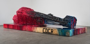 Sterling Ruby, CDCR, 2011. PVC pipe, foam, urethane, wood, and spray paint, 64 × 240 × 66 ½ inches (162.6 × 609.6 × 168.9 cm) © Sterling Ruby