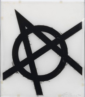 Steven Parrino, Untitled, 1992 Sprayed engine enamel on vellum, 11 ½ × 10 inches (29.2 × 25.4 cm)