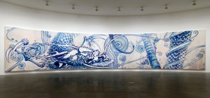 Takashi Murakami, Dragon In Clouds - Indigo Blue, 2010. Acrylic on canvas mounted on board, 143 × 708 ⅝ inches (363.2 × 1800 cm) © Takashi Murakami/Kaikai Kiki Co., Ltd. All rights reserved