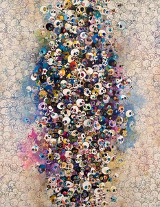 Takashi Murakami, Who’s Afraid of Red, Yellow, Blue and Death, 2010. Acrylic on canvas on aluminum frame, 118 × 92 ½ inches (299.7 × 235 cm) © Takashi Murakami/Kaikai Kiki Co., Ltd. All rights reserved