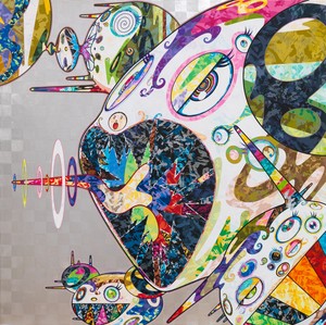Takashi Murakami, Homage to Francis Bacon (Study of Isabel Rawsthorne), 2017. Acrylic and platinum leaf on canvas mounted on aluminum frame, 47 ¼ × 47 ¼ inches (120 × 120 cm) © Takashi Murakami/Kaikai Kiki Co., Ltd. All rights reserved