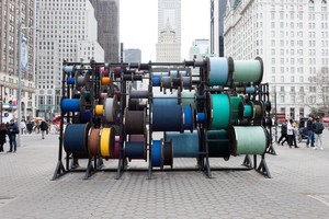 Tatiana Trouvé, Desire Lines, 2015. Metal, wood, ink, and rope, in 3 parts, overall: 11 feet 5 ⅞ inches × 24 feet 11 ¼ inches × 31 feet 2 inches (350 × 760 × 950 cm) Installation view, Central Park, New York, March 3–August 30, 2015 © Tatiana Trouvé. Photo: Emma Cole