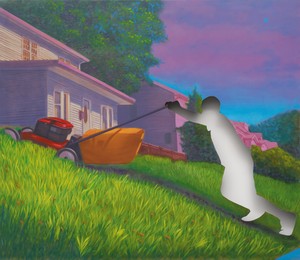 Titus Kaphar “I hear you in my head”, 2023. Oil on canvas, 72 × 84 inches (182.9 × 213.4 cm), Norton Museum of Art, West Palm Beach, Florida © Titus Kaphar. Photo: Owen Conway