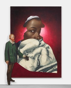 Titus Kaphar, The Eye of Providence, 2022. Oil on canvas and wood panel with latex print on vinyl, 94 × 67 ¼ inches (238.8 × 170.8 cm) © Titus Kaphar. Photo: Rob McKeever