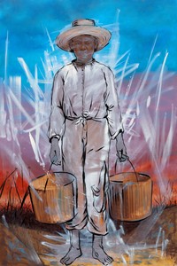 Titus Kaphar All That We Carry (Christopher Sheels), 2025. Oil on linen, 84 ⅛ × 56 inches (213.7 × 142.2 cm) © Titus Kaphar. Photo: Owen Conway