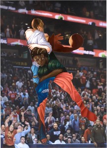 Titus Kaphar Ascension VI, 2024. Oil on canvas over panel with brass nails, 108 ¼ × 78 inches (275 × 198.1 cm), Art Bridges, Bentonville, Arkansas © Titus Kaphar. Photo: Owen Conway
