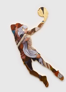 Titus Kaphar Novel Iconographies III, 2025. Oil and gold on canvas on panel, 89 × 51 inches (226.1 × 129.5 cm) © Titus Kaphar. Photo: Owen Conway