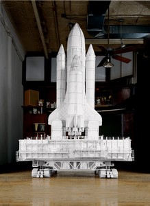 Tom Sachs, Challenger (Crawler), 2003. Foamcore, thermal adhesive, wood, and metal, 118 × 103 × 107 ½ inches (299.7 × 261.6 × 273.1 cm) © Tom Sachs. Photo: Tom Powel Imaging Inc.