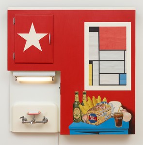 Tom Wesselmann, Still Life #20, 1962. Mixed media, collage, and assemblage (including working light) on board, 47 ¾ × 48 × 10 ½ inches (121.3 × 121.9 × 26.7 cm), Albright-Knox Art Gallery, Buffalo © The Estate of Tom Wesselmann/Licensed by ARS/VAGA, New York