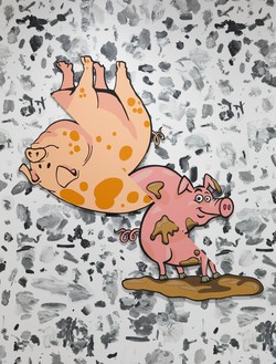 Urs Fischer, aceofpigs, 2016 Aluminum, epoxy, steel, acrylic primer, gesso, acrylic ink, acrylic silkscreen medium, and acrylic paint, 59 × 59 ¾ inches (149.9 × 151.8 cm), edition of 2 + 1 AP© Urs Fischer. Photo: Rob McKeever