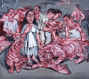 Zeng Fanzhi, Man and Meat, 1993. Oil on canvas, 70 ⅞ × 78 ¾ inches (180 × 200 cm) © Zeng Fanzhi Studio
