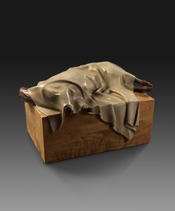 Zeng Fanzhi, Covered Lamb, 2009. Golden silk nanmu wood, 43 ⅜ × 27 ⅝ × 21 ⅝ inches (110 × 70 × 55 cm) © Zeng Fanzhi Studio