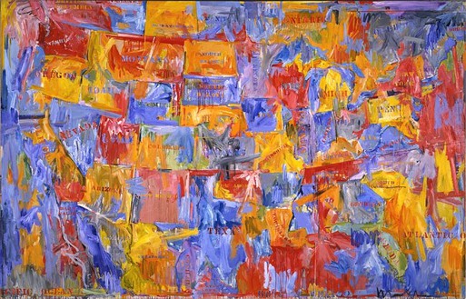 Jasper Johns, Map, 1961 Oil on canvas, 78 × 123 ⅛ inches (198.1 × 312.7 cm)
