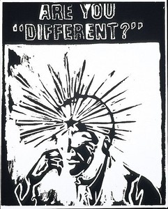 Andy Warhol, Are You "Different?" (Negative), 1985. Silkscreen ink on synthetic polymer paint on canvas, 20 × 16 inches (50.8 × 40.6 cm)