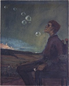 Max Beckmann, Self-Portrait with Soap Bubbles, 1900. Mixed media on cardboard, 12 ⅝ × 10 inches (32 × 25.5 cm)