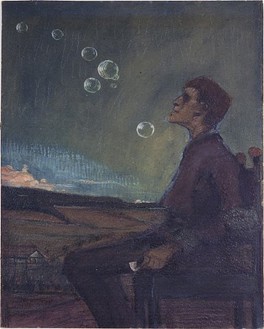 Max Beckmann, Self-Portrait with Soap Bubbles, 1900 Mixed media on cardboard, 12 ⅝ × 10 inches (32 × 25.5 cm)