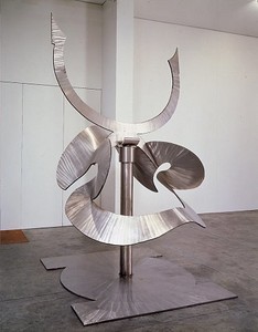 Mark Di Suvero, Olmaia, 1994–95. Stainless steel, 132 × 84 × 84 inches (335.3 × 213.4 × 213.4 cm)