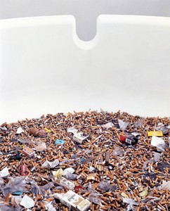 Damien Hirst Party Time, 1995 (detail). GRP composites, foam and contents of ashtray, 96 inches diameter (243.8 cm)