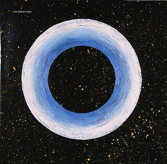 Ed Ruscha, Vowel #22 (O), 1996 Acrylic on book cover (Retrospective), 10 × 10 × 5 inches (25.4 × 25.4 × 1.3 cm)
