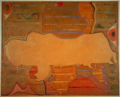 Jasper Johns, Untitled, 1991 Encaustic and sand on canvas, 48 × 60 inches (121.9 × 152.4 cm)