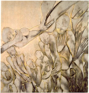Francesco Clemente, There, 1993. Pigment on canvas, 76 × 72 inches (193 × 182.9 cm)