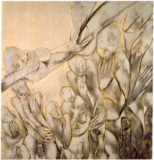 Francesco Clemente, There, 1993 Pigment on canvas, 76 × 72 inches (193 × 182.9 cm)