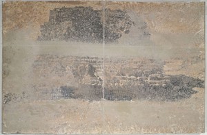 Anselm Kiefer, Palace of Heaven, 1997. Clay, acrylic, and sand on paper on cardboard, 40 × 31 ½ × 4 inches (101.6 × 80 × 10.2 cm)