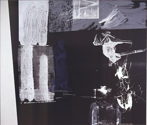Robert Rauschenberg, Philosopher's Night Circus, 1989. Acrylic and enamel on enameled aluminum, 3 panels: 120 × 144 inches overall (304.8 × 365.8 cm)