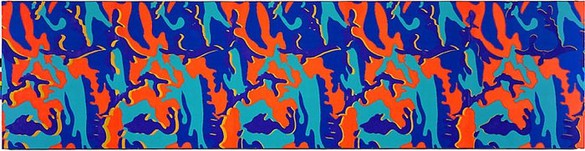 Andy Warhol, Camouflage, 1986 Synthetic polymer paint and silkscreen ink on canvas, 50 × 198 inches (127 × 502.9 cm)