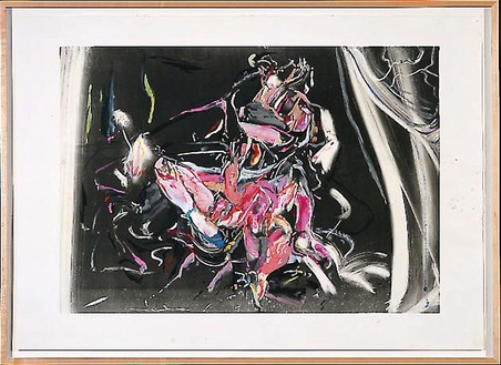 Cecily Brown, The Skin Game (#2), 1999 Monoprint with gouache, 30 × 42 inches (76.2 × 106.7 cm)