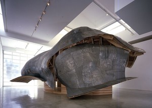 Frank Gehry A Study, 1999 (view 2). Maple wood and lead, 20 × 40 × 25 feet Photo by Douglas M. Parker Studio