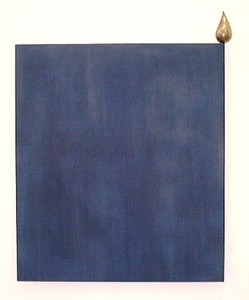 Robert Therrien, No title, 2000. Tin on bronze, wood, blue pigment, 80 × 70 × 7 inches (203.2 × 177.8 × 17.8 cm)