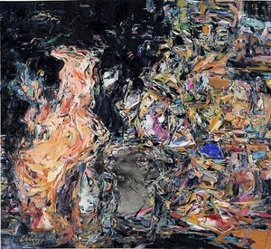 Cecily Brown, Puttin' in the Ritz, 1999. Oil on linen, 100 × 110 inches (254 × 279.4 cm)