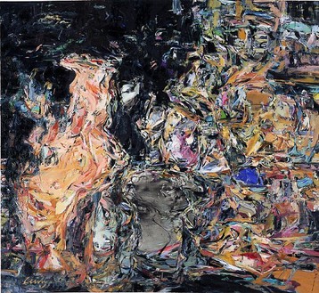 Cecily Brown, Puttin' in the Ritz, 1999 Oil on linen, 100 × 110 inches (254 × 279.4 cm)