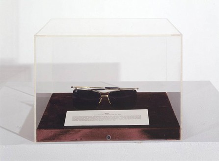 Chris Burden, Relic from Jaizu, 1972 Glasses in acrylic box, 7 ⅜ × 10 ¼ × 8 ¼ inches (18.7 × 26 × 21 cm)