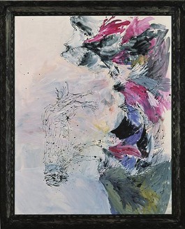 Georg Baselitz, Der Glaube vergetzt Berge, 22 VIII, 2000 Oil on canvas in frame, 122 ¾ × 100 ⅜ inches framed (312 × 255 cm)