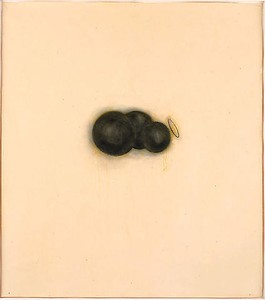 Robert Therrien, No title (black cloud with halo), 2000. Graphite and shellac on paper, 36 × 31 ⅜ inches (91.4 × 79.7 cm)