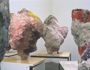 Franz West, Group with cabinet, 2001 (detail). 8 papier mâché sculptures, Dimensions variable