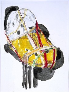 Al Taylor, Bondage Duck, 1998. Pencil, graphite, ink, mica, grease pencil and crayon on paper, 20 × 14 ¾ inches (50.8 × 37.5 cm)