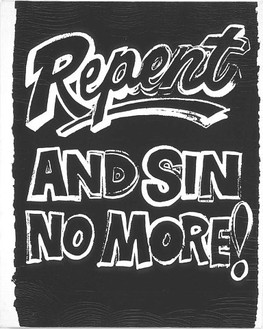 Andy Warhol, Repent and Sin No More! (neg), 1985–86 Synthetic polymer paint and silkscreen ink on canvas, 20 × 16 inches (50.8 × 40.6 cm)