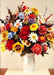 Jeff Koons, Large Vase of Flowers, 1991. Polychromed wood, 52 × 43 × 43 inches (132.1 × 109.2 × 109.2 cm)